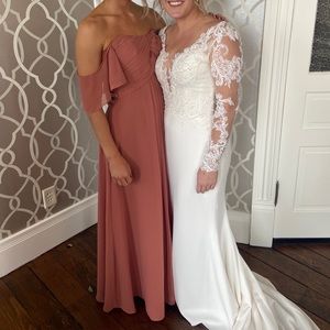 rush color bridesmaid dress